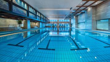 Indoor pool, open 5:30 AM to 11:00 PM, pool loungers