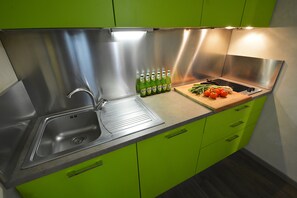Apartamento, 1 quarto (5 Adulti) | Cozinha privada | Geladeira, micro-ondas, cooktop, chapa