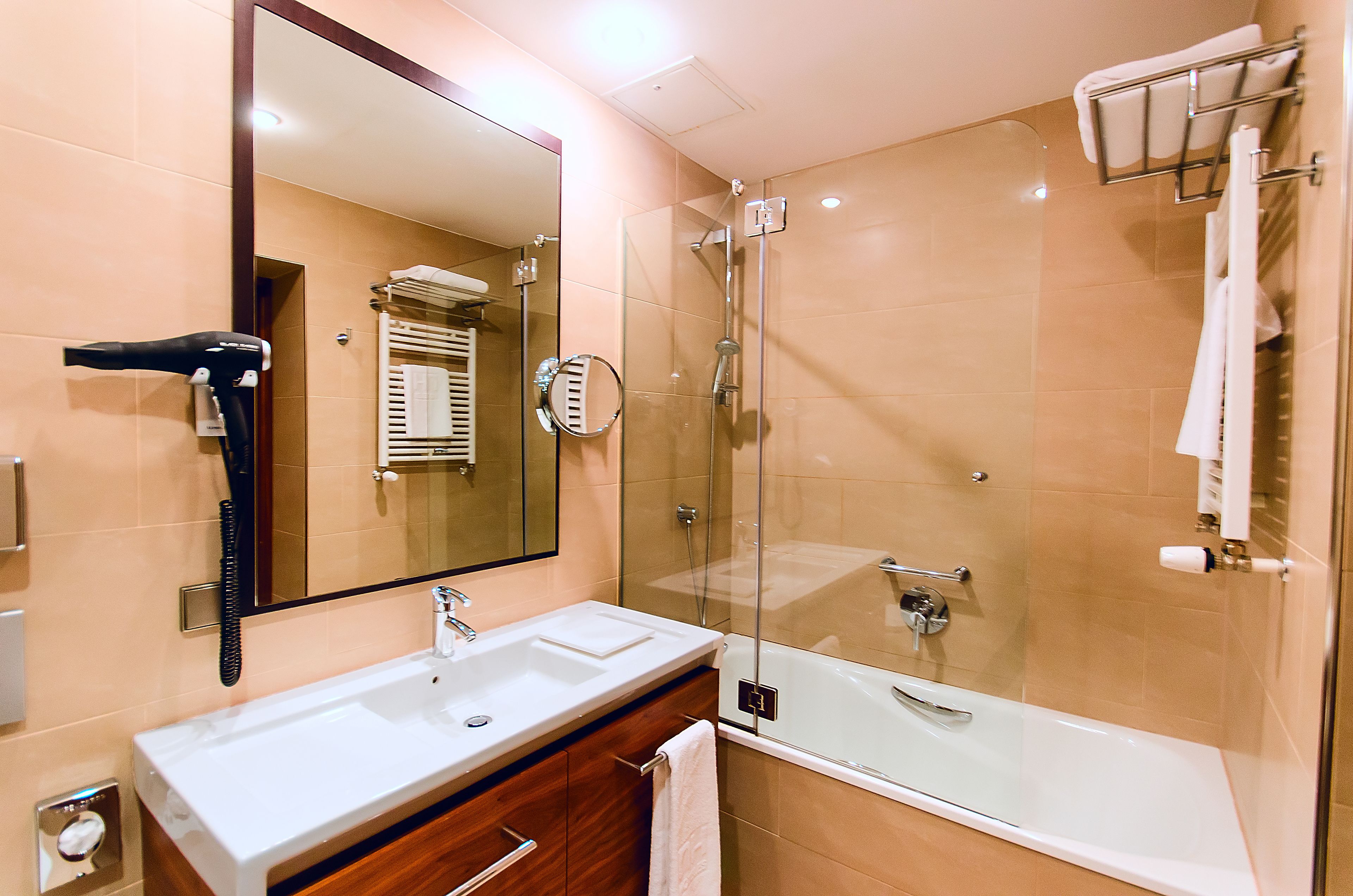 standard room (extra bed 3 adults) | bathroom | deep-soaking bathtub, eco-friendly toiletries, hair dryer, towels