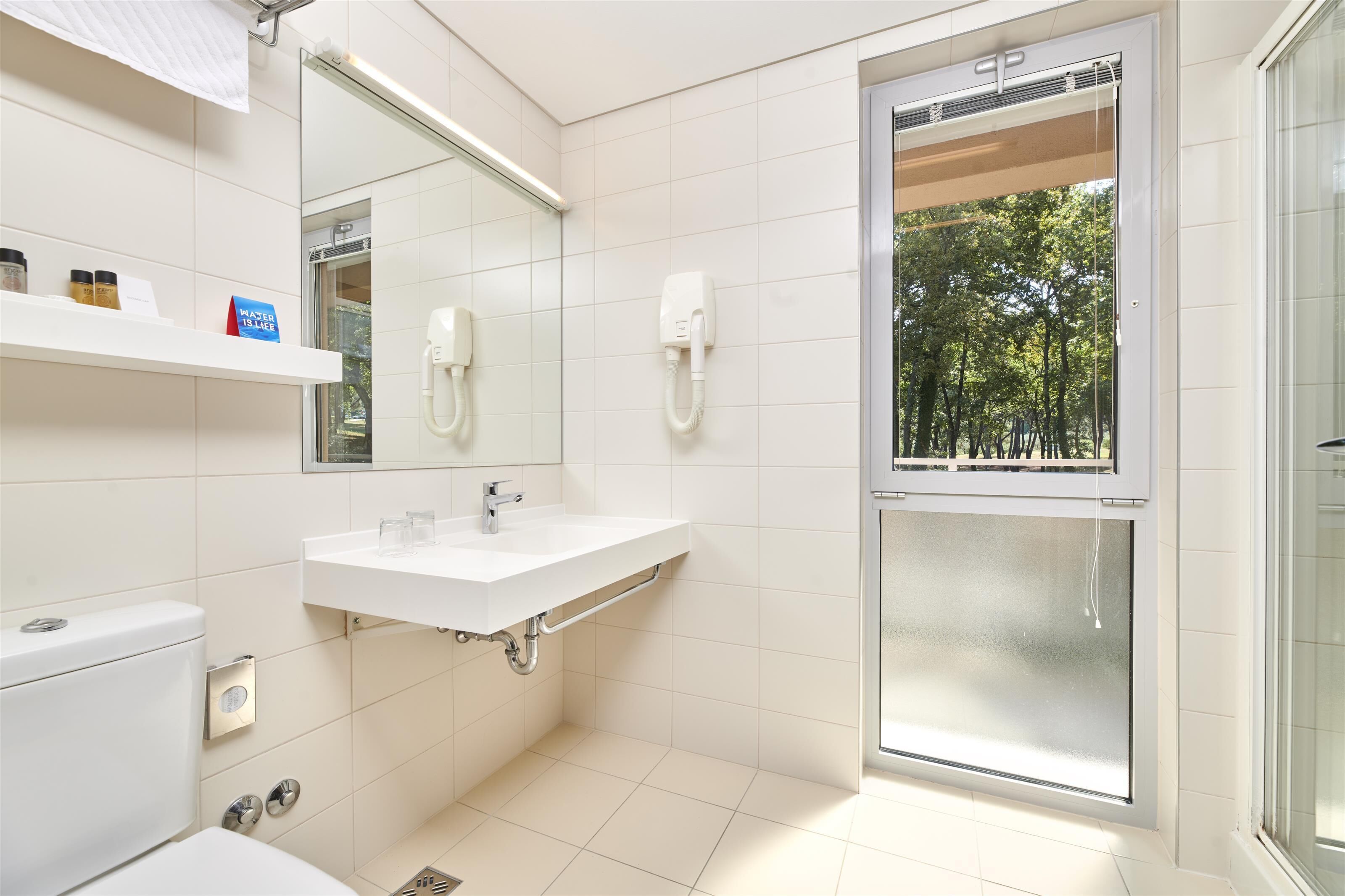 bathtub, free toiletries, hair dryer, towels