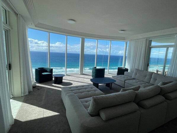 Three Bedroom Ocean View Suite | Living area | LCD TV, DVD player, iPod dock