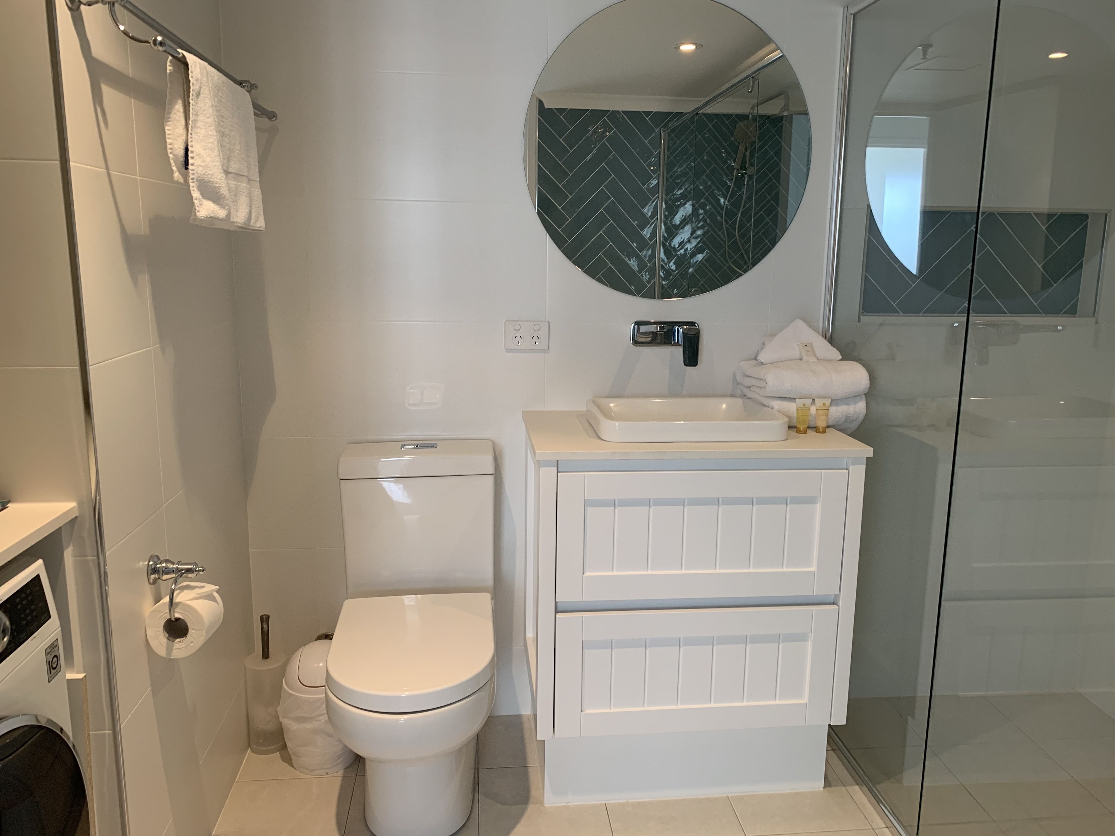 shower, free toiletries, hair dryer, bathrobes