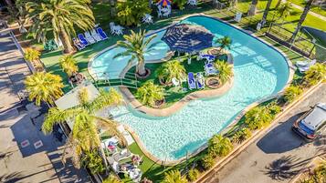 Outdoor pool, pool loungers