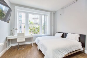 Desk, free WiFi, bed sheets