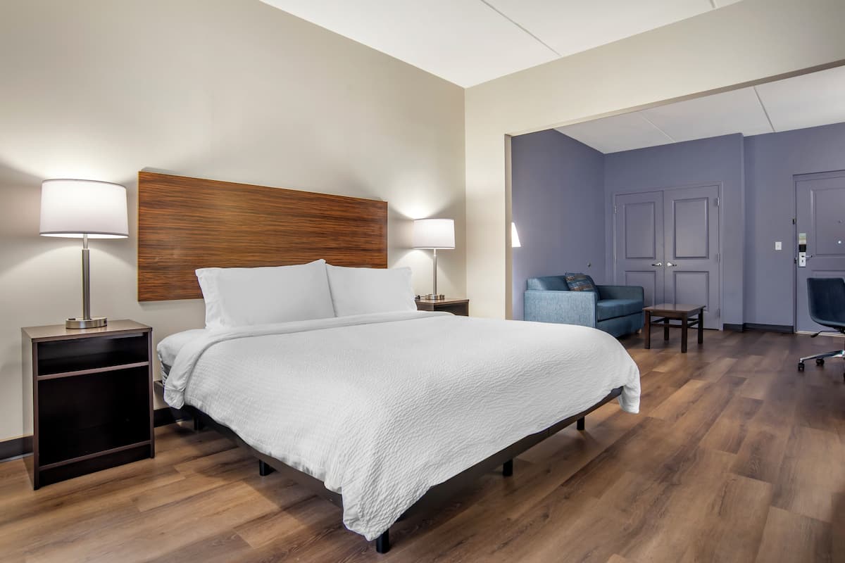 pillow-top beds, desk, blackout curtains, iron/ironing board