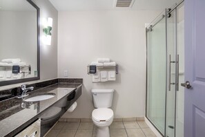 Duschwanne, kostenlose Toilettenartikel, Haartrockner, Handtücher