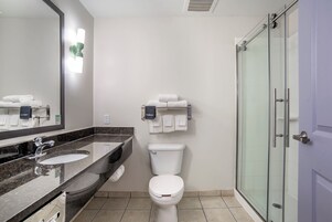 Bañera con ducha, artículos de tocador gratuitos, secador de pelo