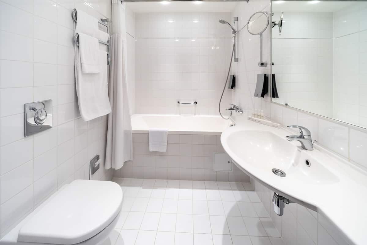 free toiletries, hair dryer, towels