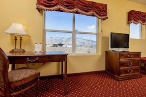 Premium bedding, desk, soundproofing, iron/ironing board