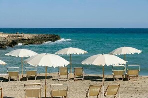 Private beach nearby, sun-loungers, beach umbrellas