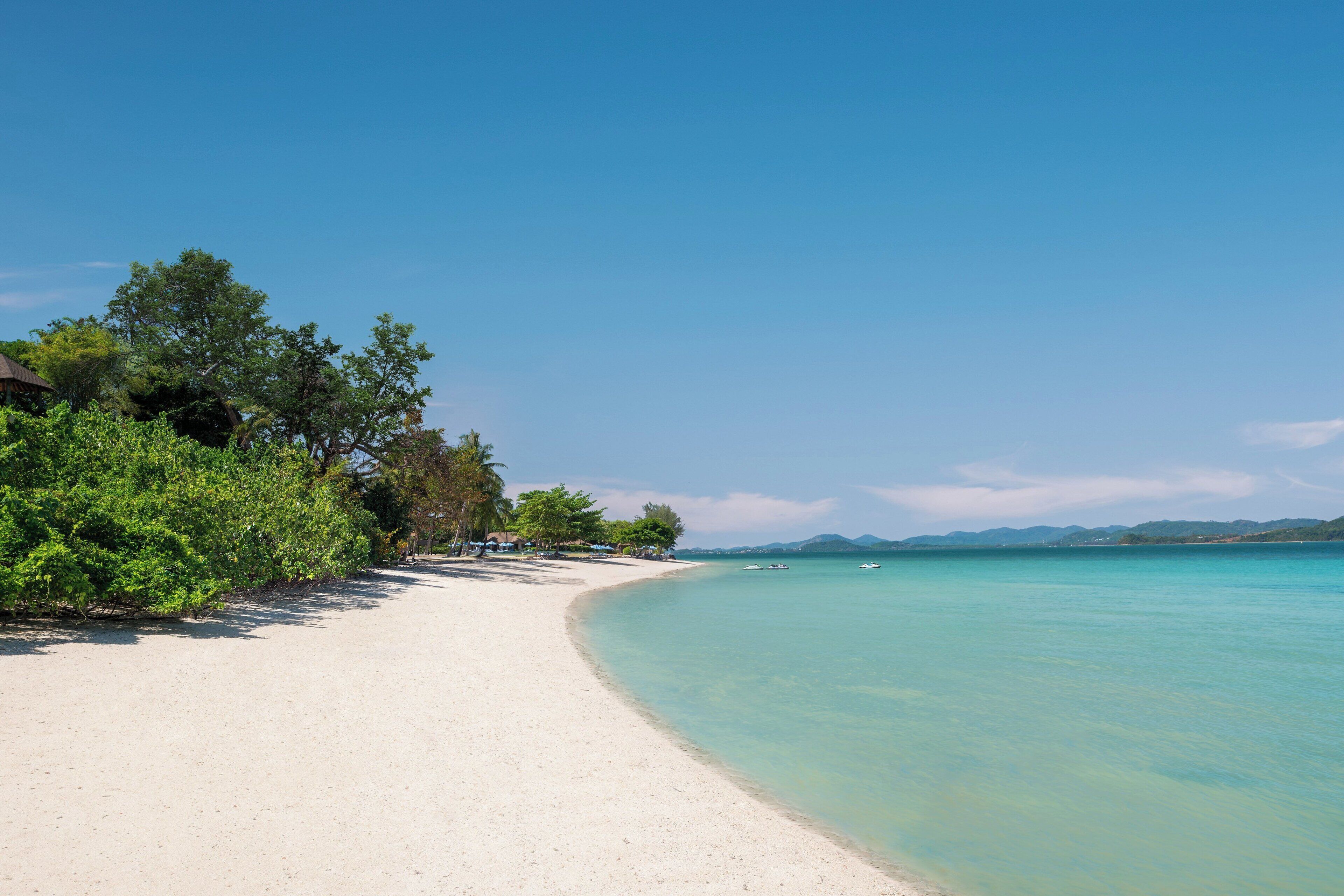 Private beach, white sand, sun-loungers, beach umbrellas