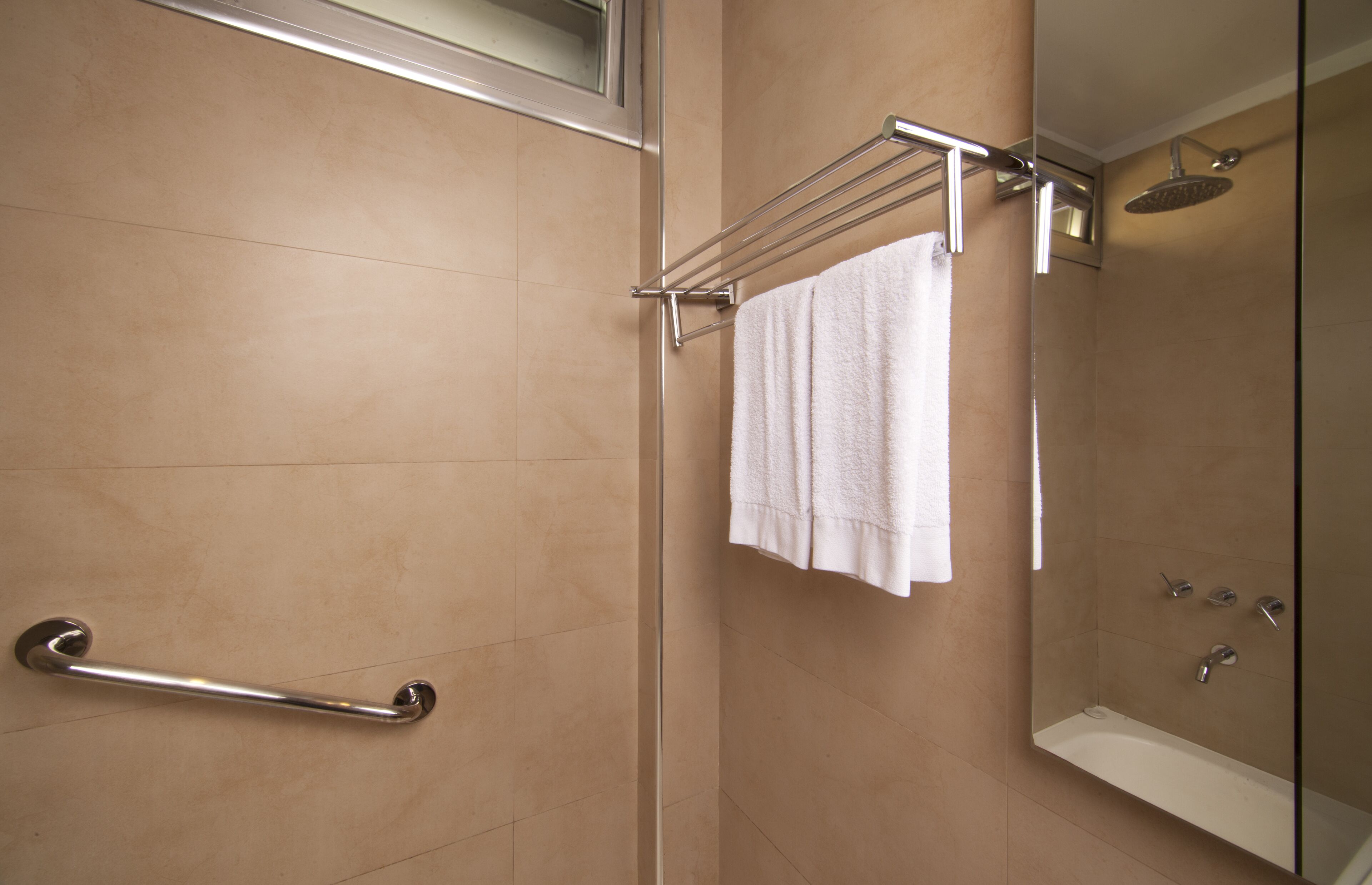 suite (glu) | bathroom | shower, rainfall showerhead, designer toiletries, hair dryer