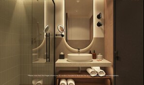 Combined shower/bathtub, free toiletries, hair dryer, towels