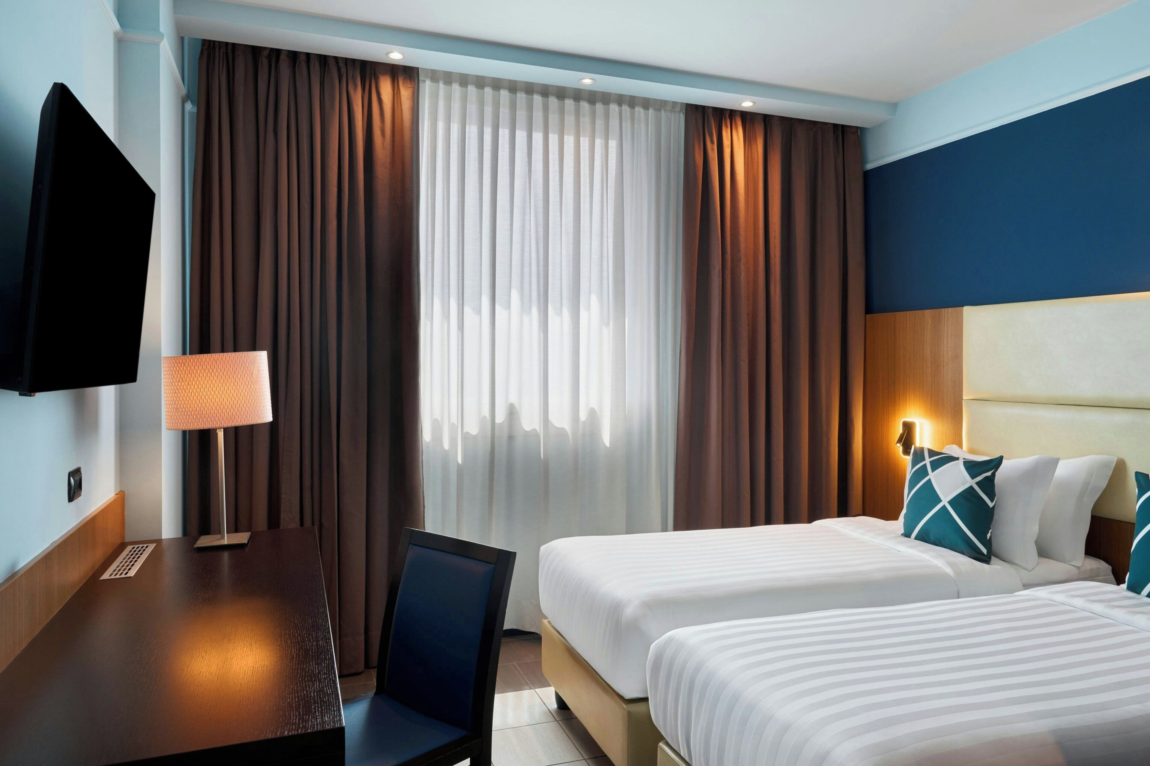 Down duvets, minibar, in-room safe, desk