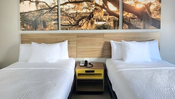 Room, 2 Double Beds, Non Smoking | Desk, laptop workspace, iron/ironing board, free WiFi