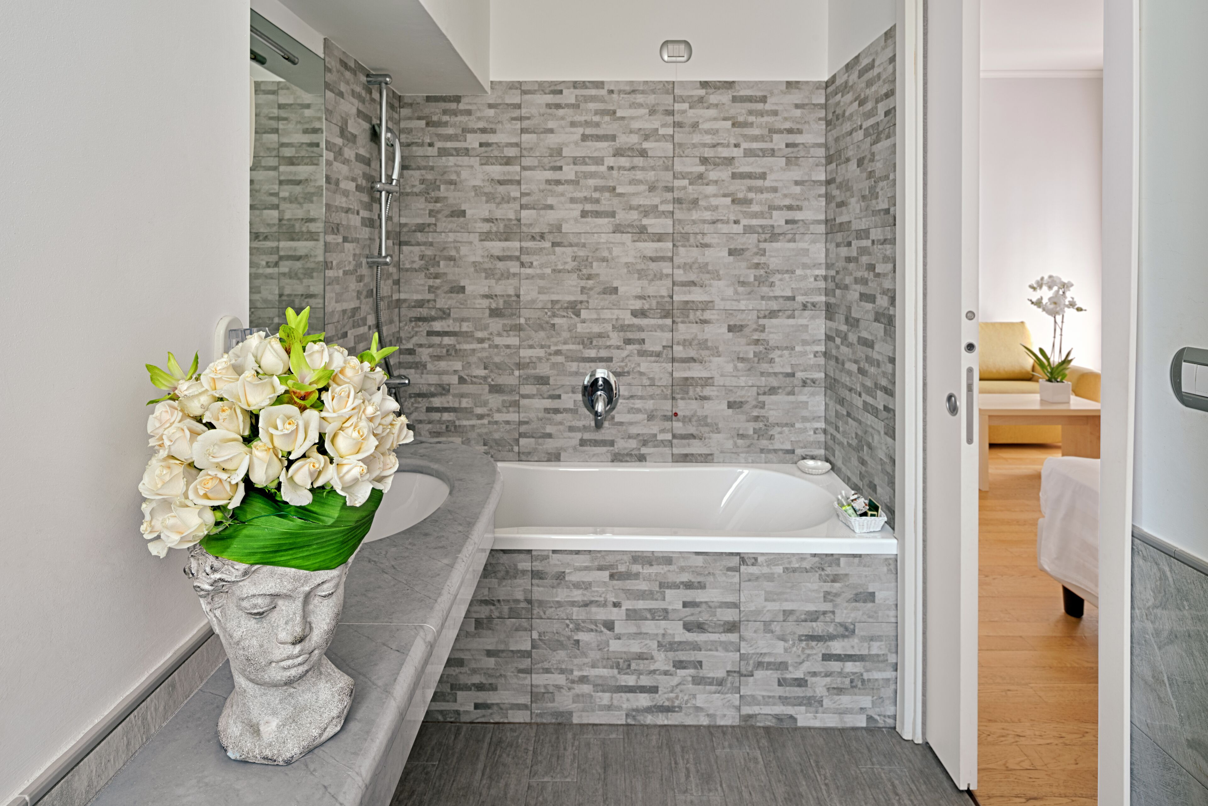 shower, hair dryer, slippers, bidet