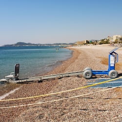 On the beach, beach cabanas, sun loungers, beach umbrellas