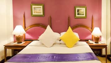 Select Comfort beds, minibar, in-room safe, desk