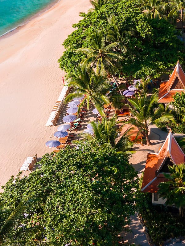 Plage privée, parasols