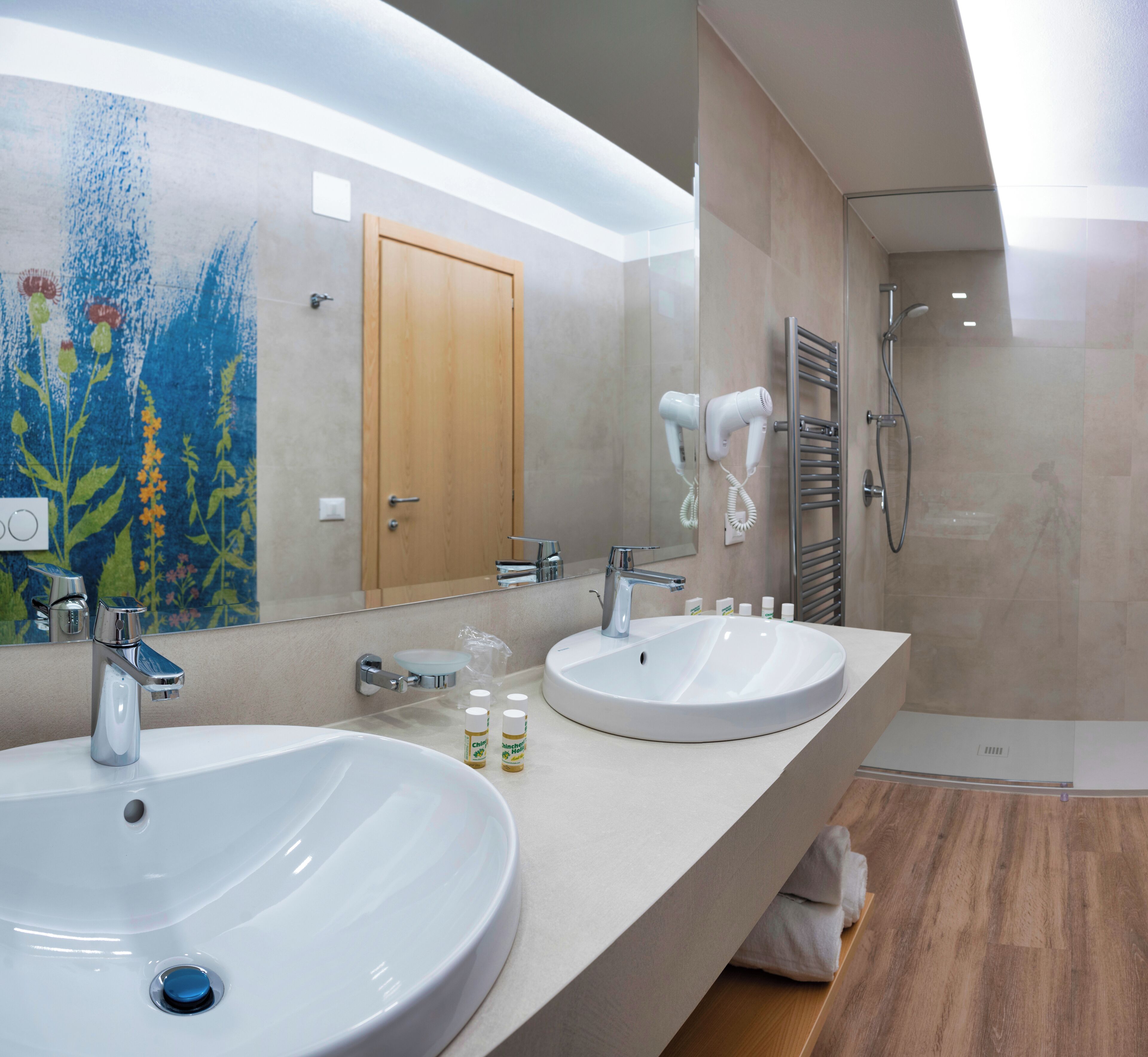 free toiletries, hair dryer, bidet, towels