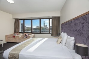 Premium bedding, down comforters, pillowtop beds, desk