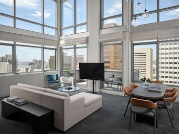 1 bedroom, Frette Italian sheets, premium bedding, down comforters at Alma San Diego Downtown, a Tribute Portfolio Hotel