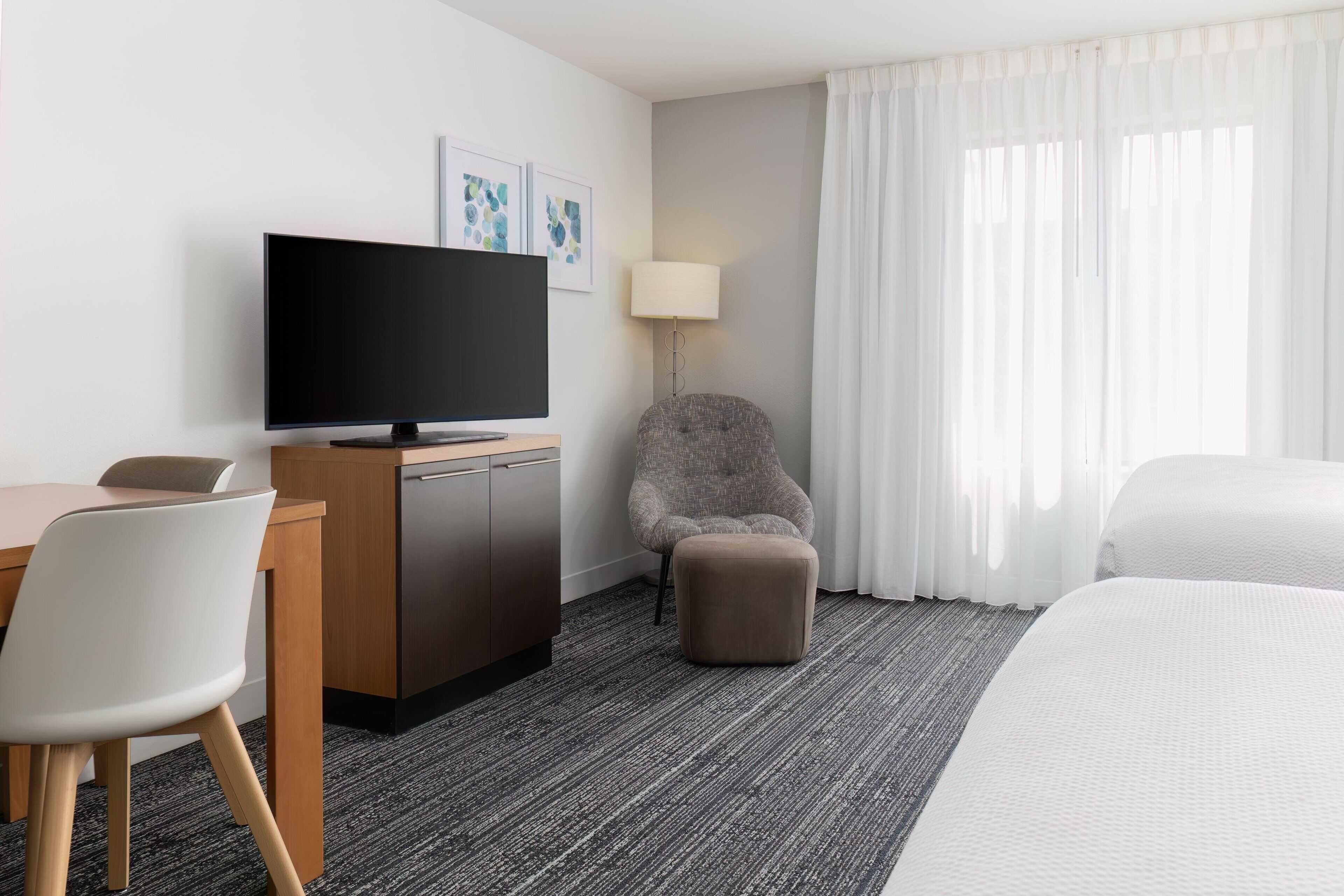 studio suite, 2 queen beds | premium bedding, pillow-top beds, desk, blackout curtains