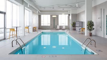 Indoor pool, open 8:00 AM to 10:00 PM, sun loungers