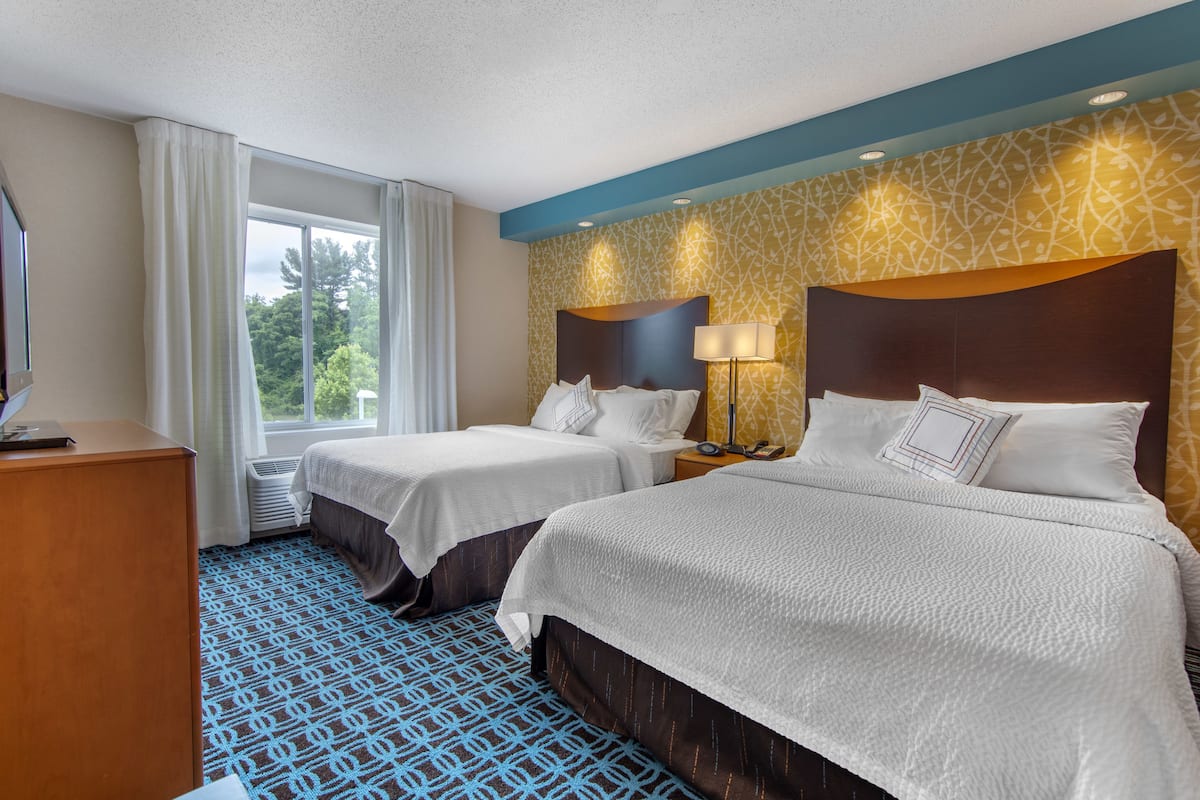 studio, 2 queen beds | premium bedding, desk, blackout curtains, iron/ironing board