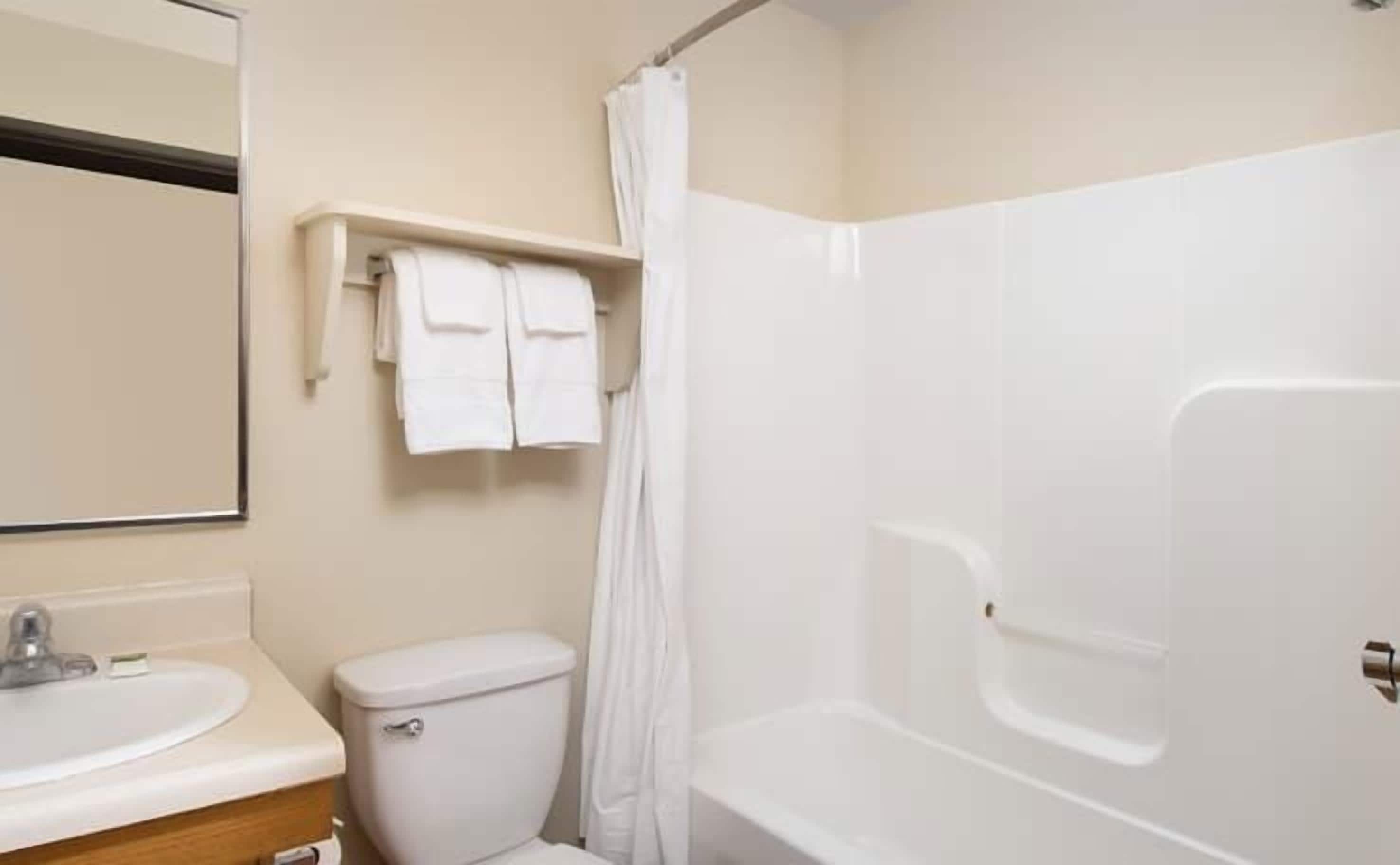 Une salle de bain avec un lavabo, des toilettes et une douche.