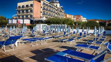 Plage privée à proximité, chaises longues, parasols, bar de plage
