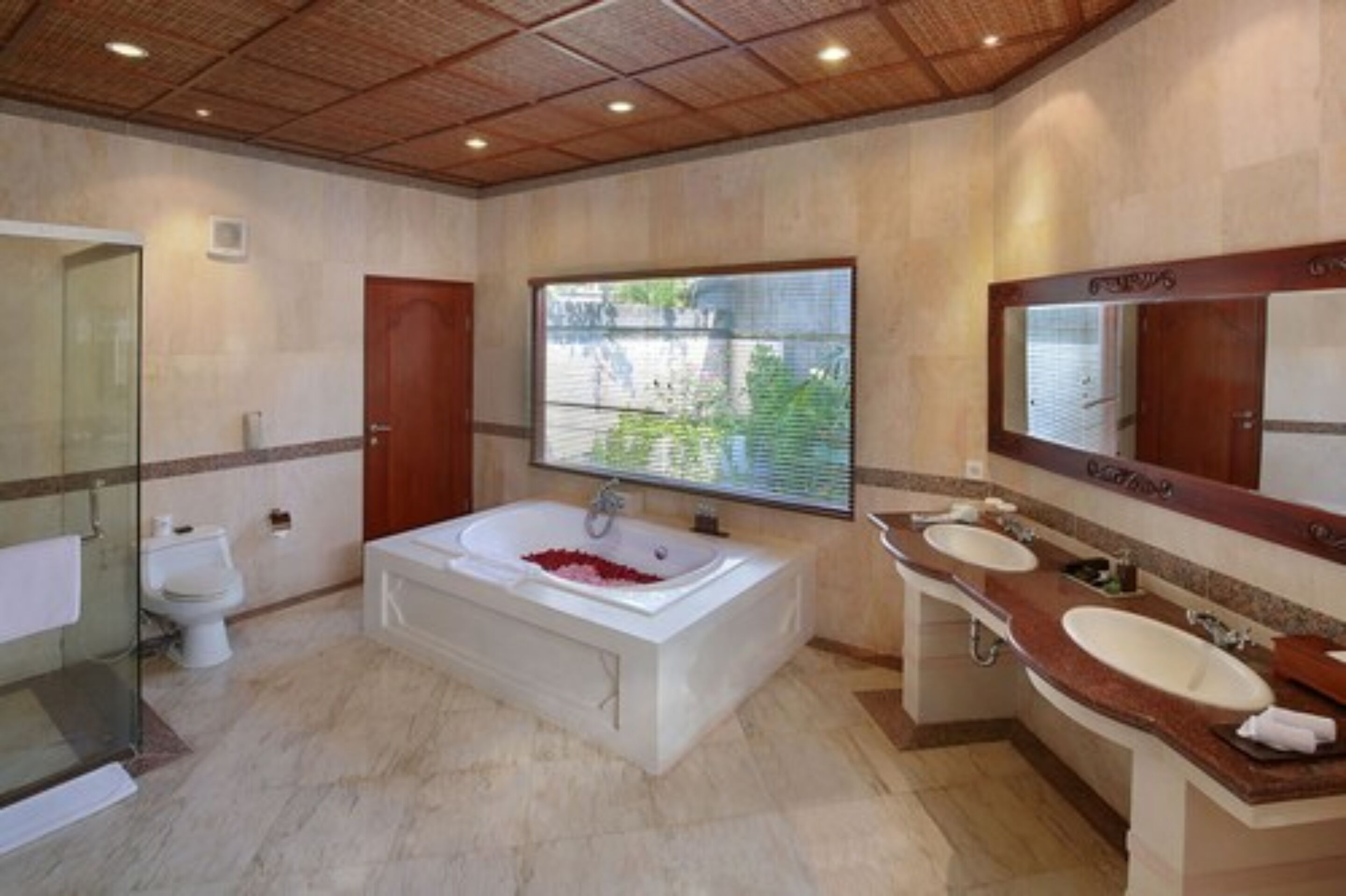 two bedroom pool villa | bathroom | separate bathtub and shower, deep-soaking bathtub, designer toiletries