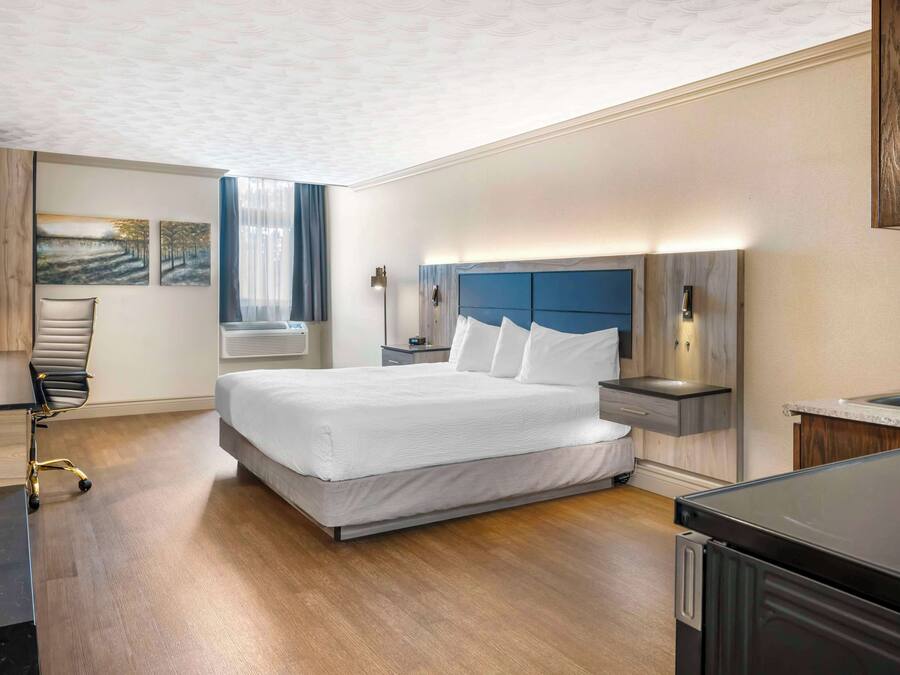 Standaard kamer, 1 kingsize bed, niet-roken, kitchenette | Een kluis op de kamer, een strijkplank/strijkijzer, babybedden