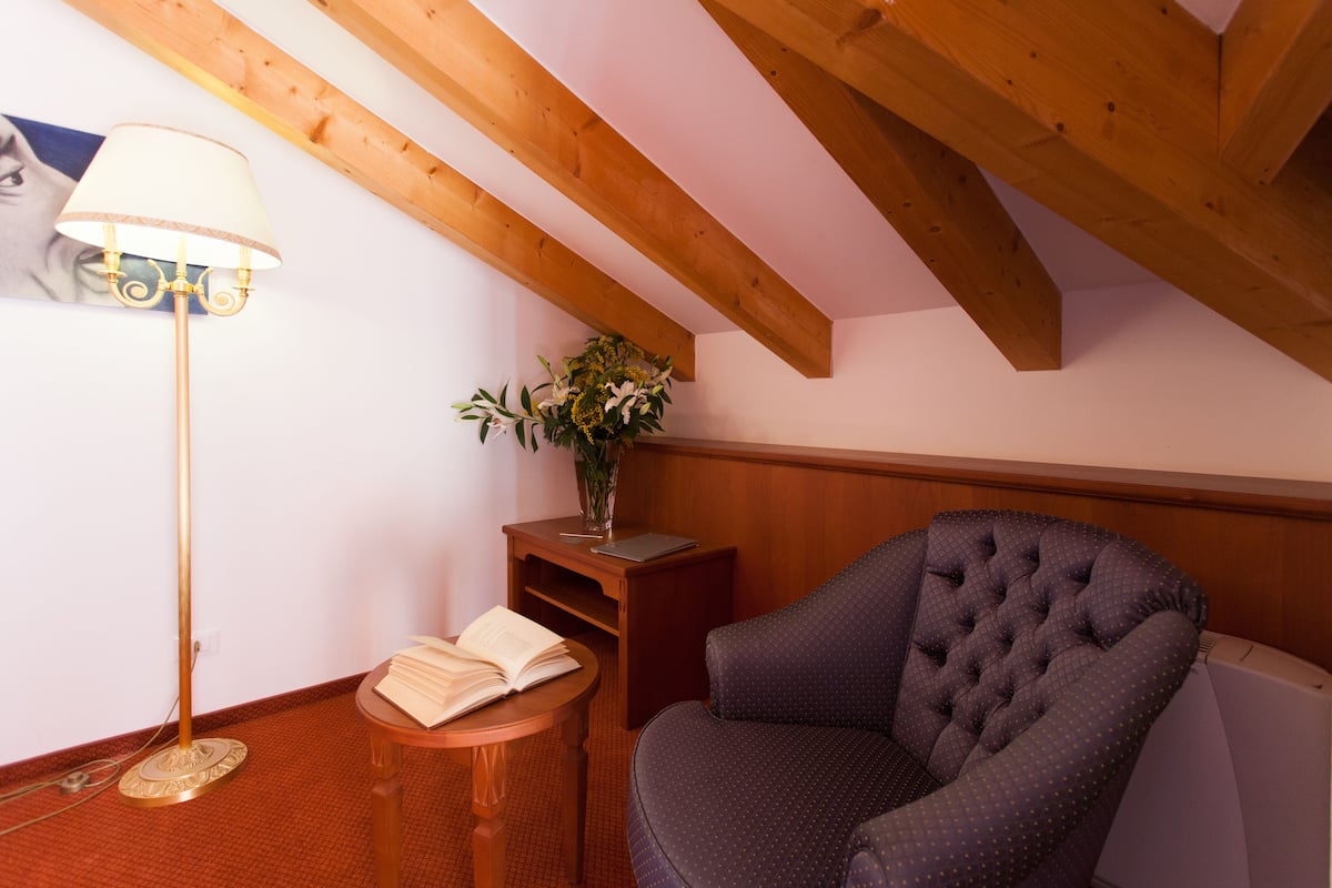 superior double room single use | living area | 28-inch tv with satellite channels