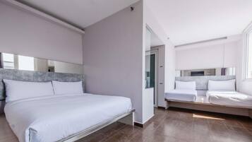 Deluxe Double Room, Multiple Beds | Desk, iron/ironing board (on request), free WiFi, bed sheets