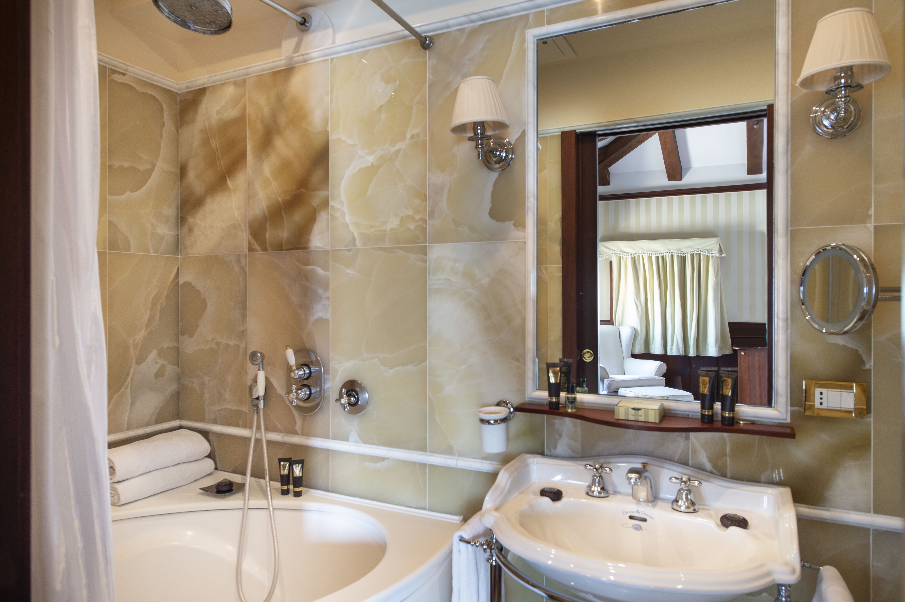 free toiletries, hair dryer, slippers, bidet