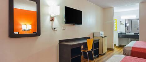 Desk, free WiFi, bed sheets, alarm clocks