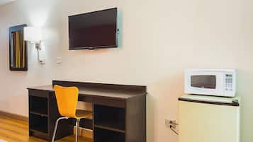 Desk, free WiFi, bed sheets, alarm clocks
