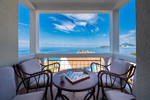 Two-Bedroom Apartment with Sea View | Terrace/patio - Hotel Adrovic Sveti Stefan (Sveti Stefan)