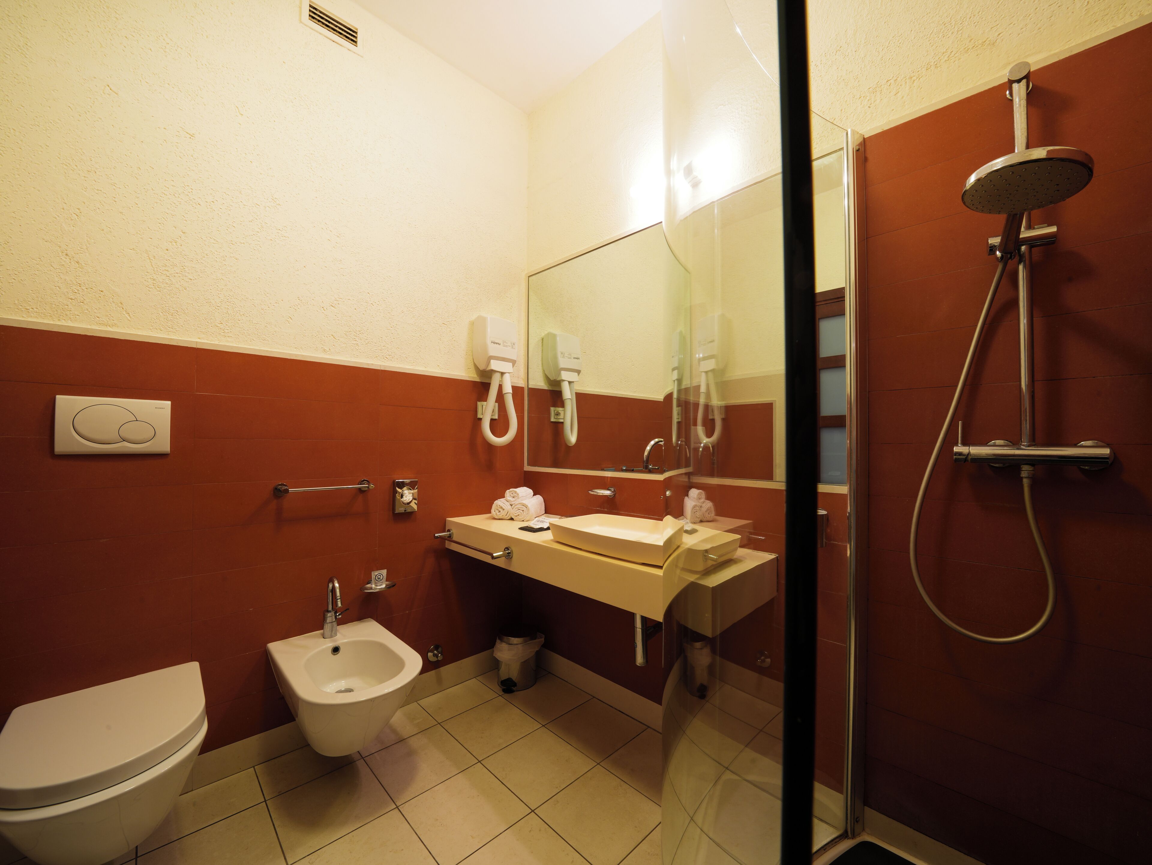 free toiletries, hair dryer, towels