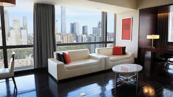 42-inch flat-screen TV with cable channels, TV, iPod dock