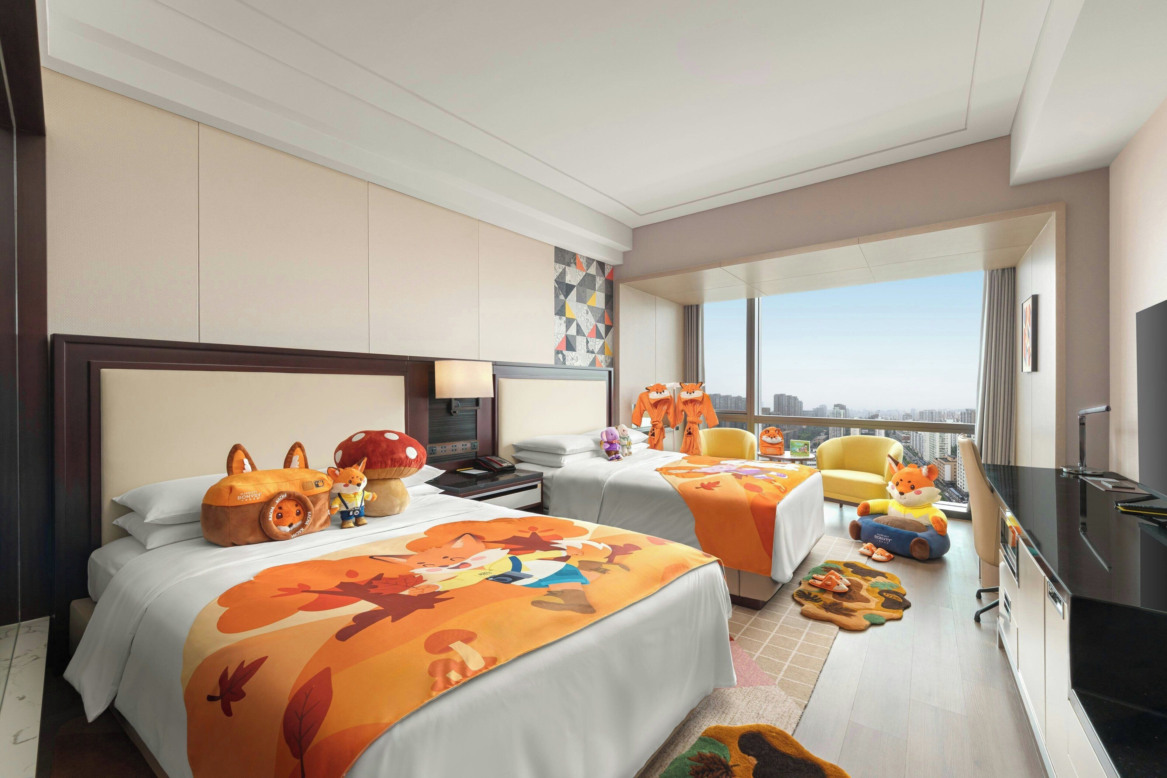 디럭스룸, 더블침대 2개 | 고급 침구, 미니바, 객실 내 금고, 책상