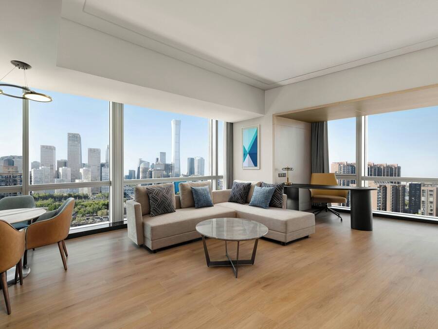 42-inch flat-screen TV with cable channels, TV, iPod dock