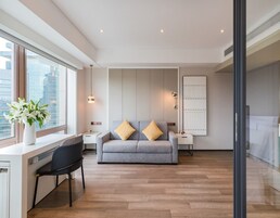 Fun享公寓商务套房 | 客厅 | 37-英寸液晶电视（配备卫星频道）、电视、DVD 播放器