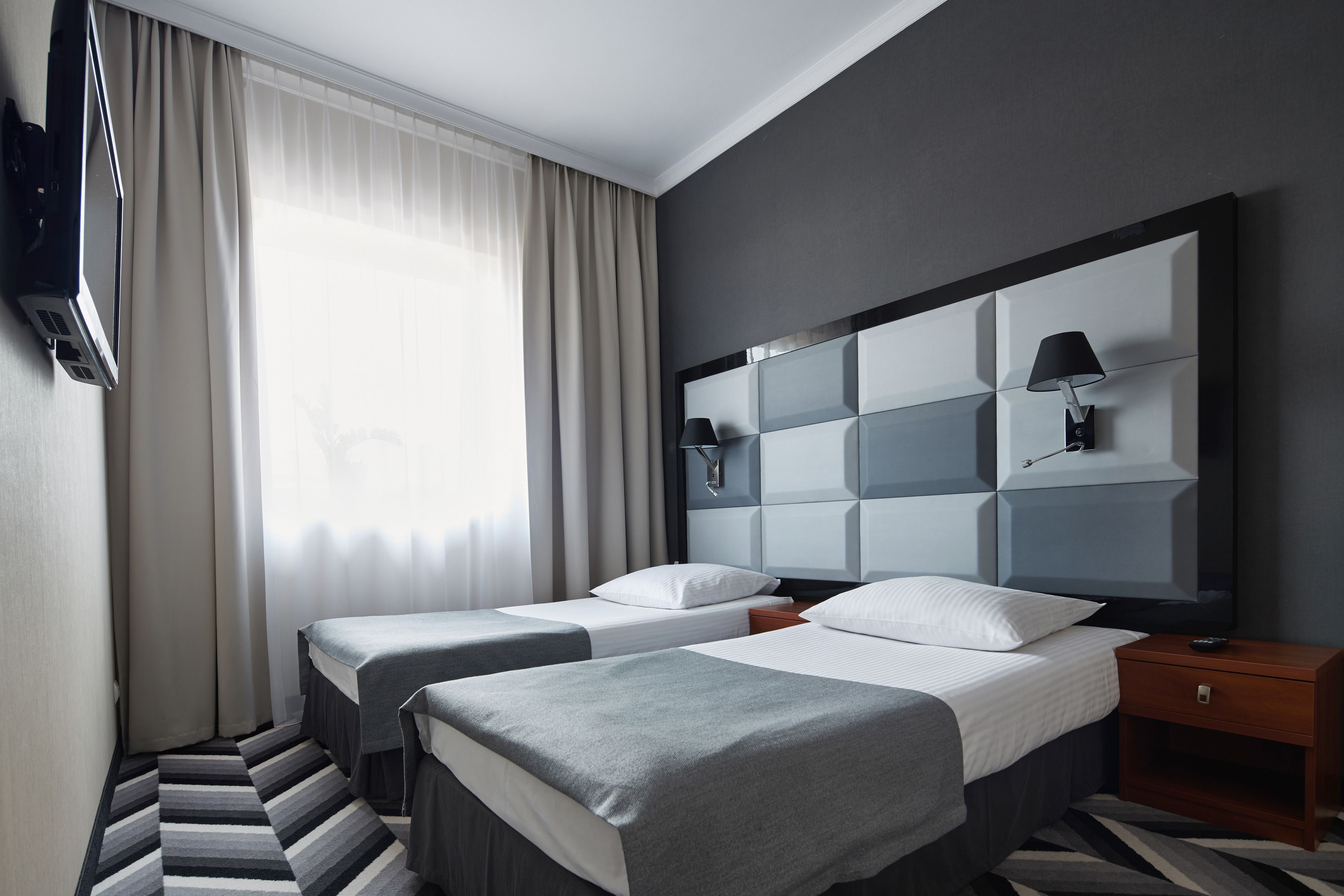 desk, blackout curtains, iron/ironing board, free wifi