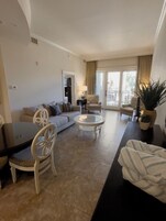 Premium Villa, 2 Queen Beds, Ocean View | Living area | 55-inch flat-screen TV with cable channels