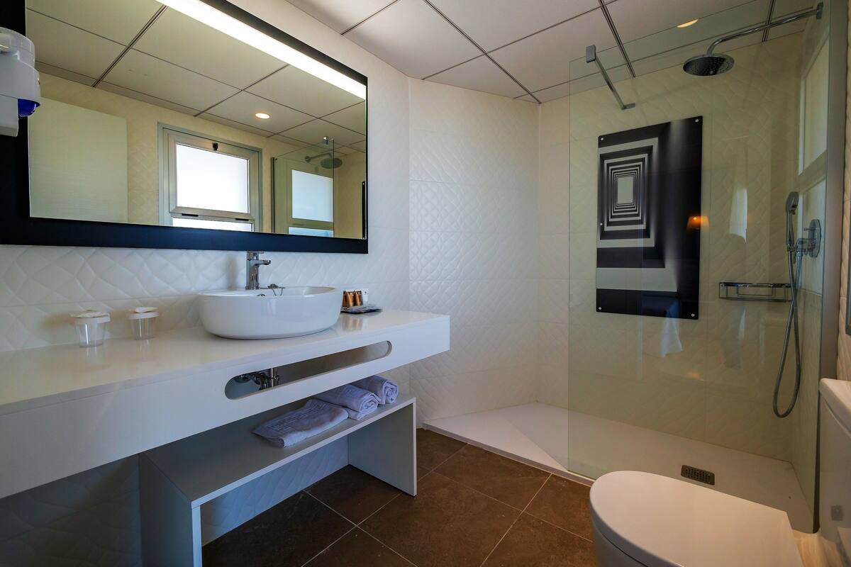 free toiletries, hair dryer, towels