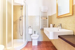 Free toiletries, hair dryer, bidet, towels