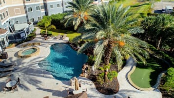 Outdoor pool, pool loungers