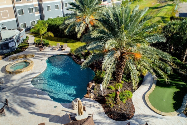 Outdoor pool, sun loungers